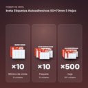 INETA ETIQUETAS AUTOADHESIVAS 50X70MM 5 HOJAS - formato de venta: paquete de 10, caja de 500