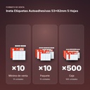 INETA ETIQUETAS AUTOADHESIVAS 53X82MM 5 HOJAS - formato de venta: paquete de 10, caja de 500