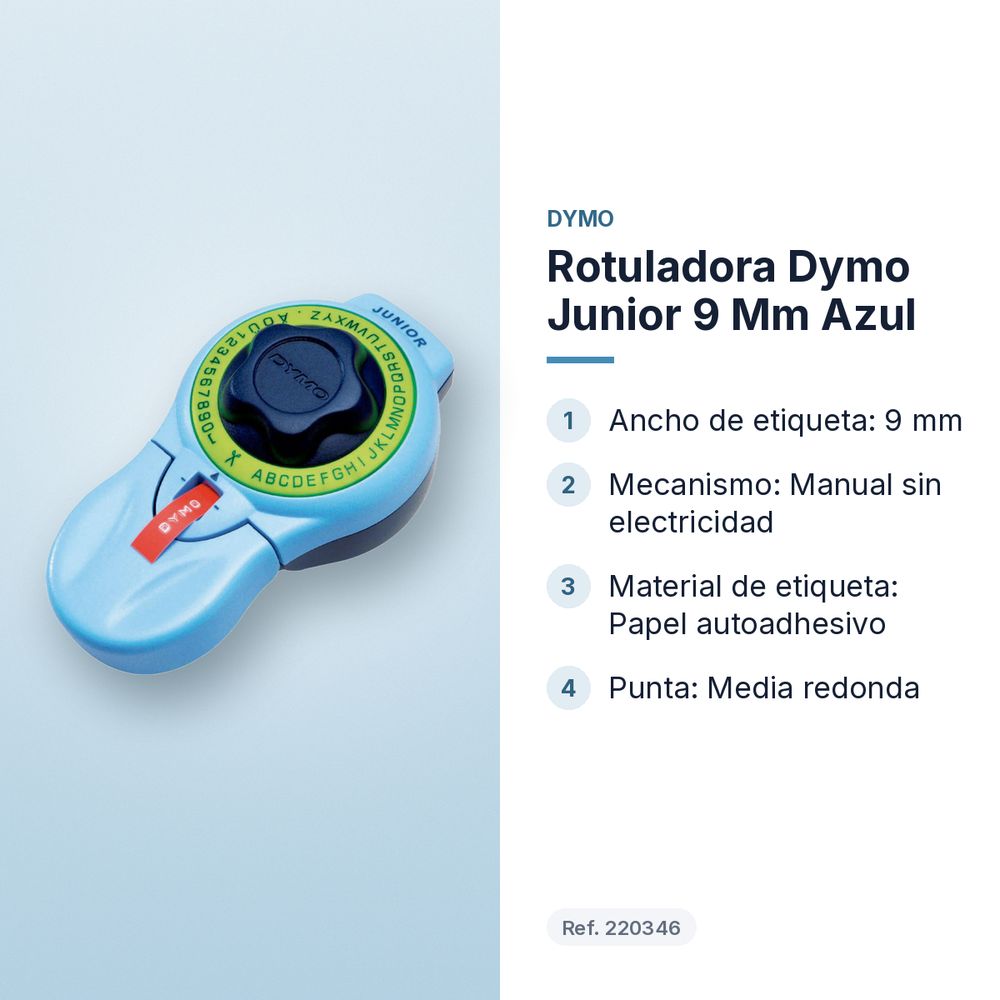ROTULADORA DYMO JUNIOR 9 MM AZUL - características principales