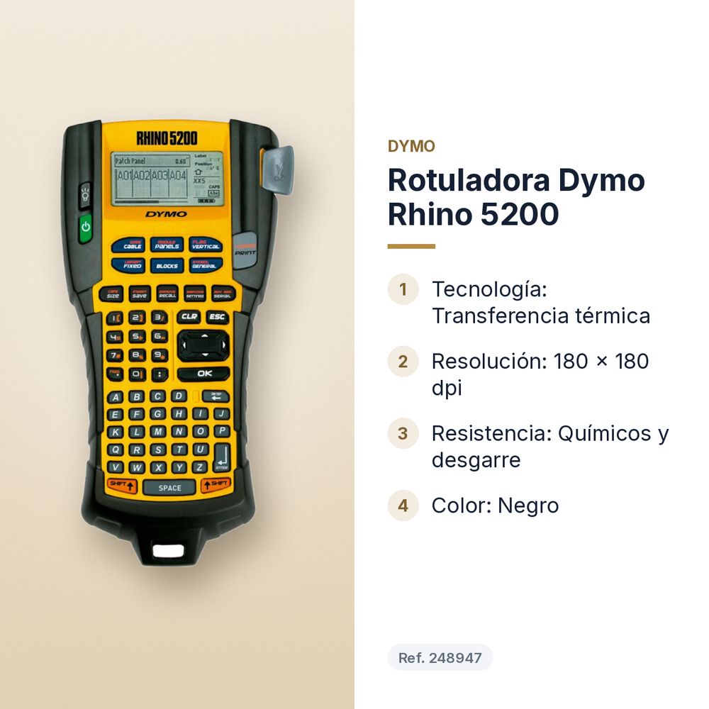 ROTULADORA DYMO RHINO 5200 - características principales