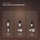 PINTURA ACRILICA JOVI 250ML NEGRO - formato de venta: paquete de 6, caja de 12