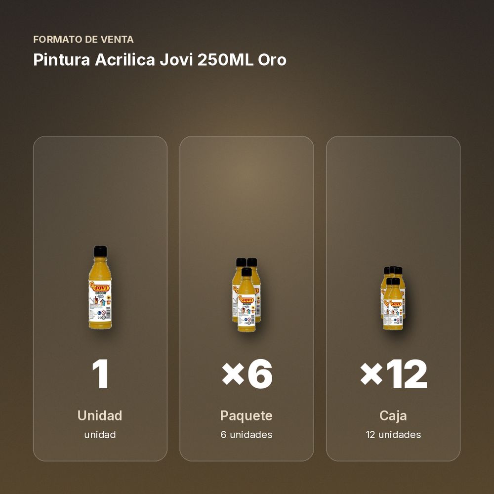 PINTURA ACRILICA JOVI 250ML ORO - formato de venta: paquete de 6, caja de 12