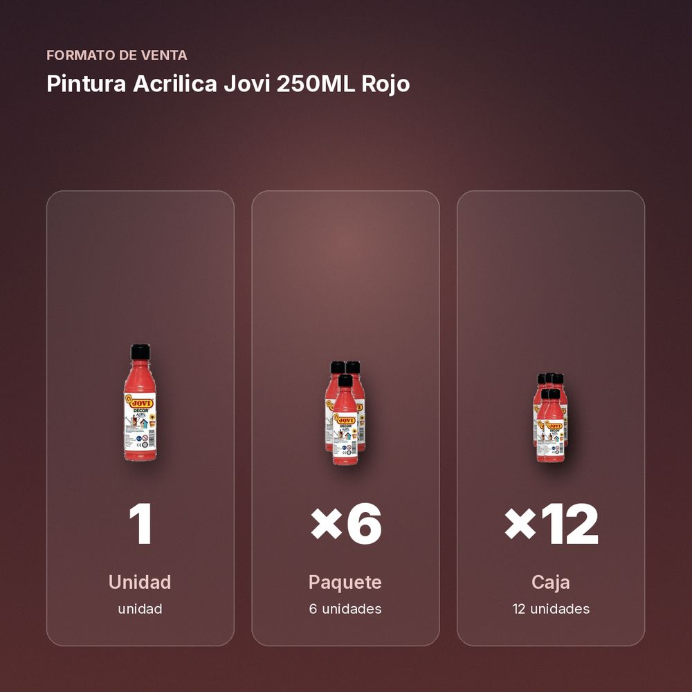 PINTURA ACRILICA JOVI 250ML ROJO - formato de venta: paquete de 6, caja de 12