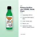 PINTURA ACRILICA JOVI 250ML VERDE CLARO - características principales