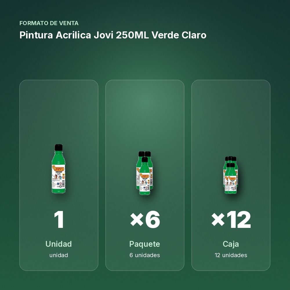PINTURA ACRILICA JOVI 250ML VERDE CLARO - formato de venta: paquete de 6, caja de 12