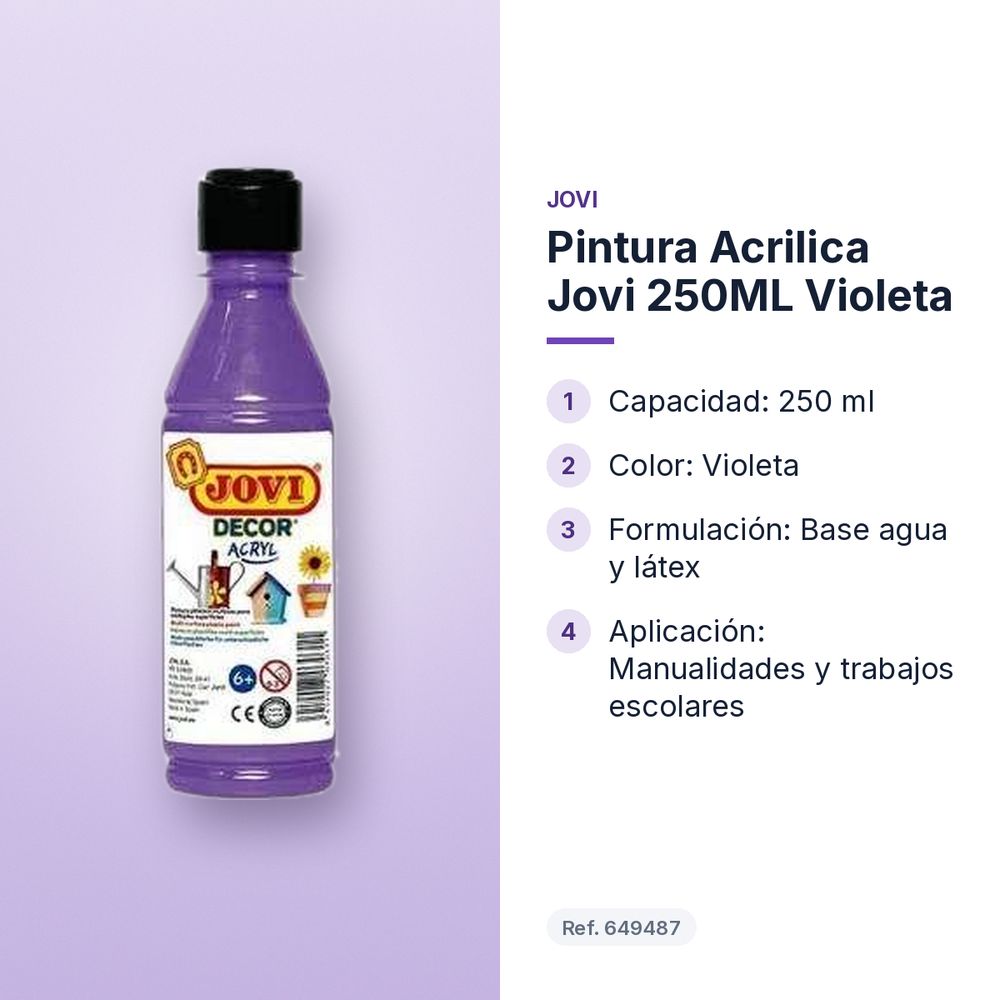 PINTURA ACRILICA JOVI 250ML VIOLETA - características principales