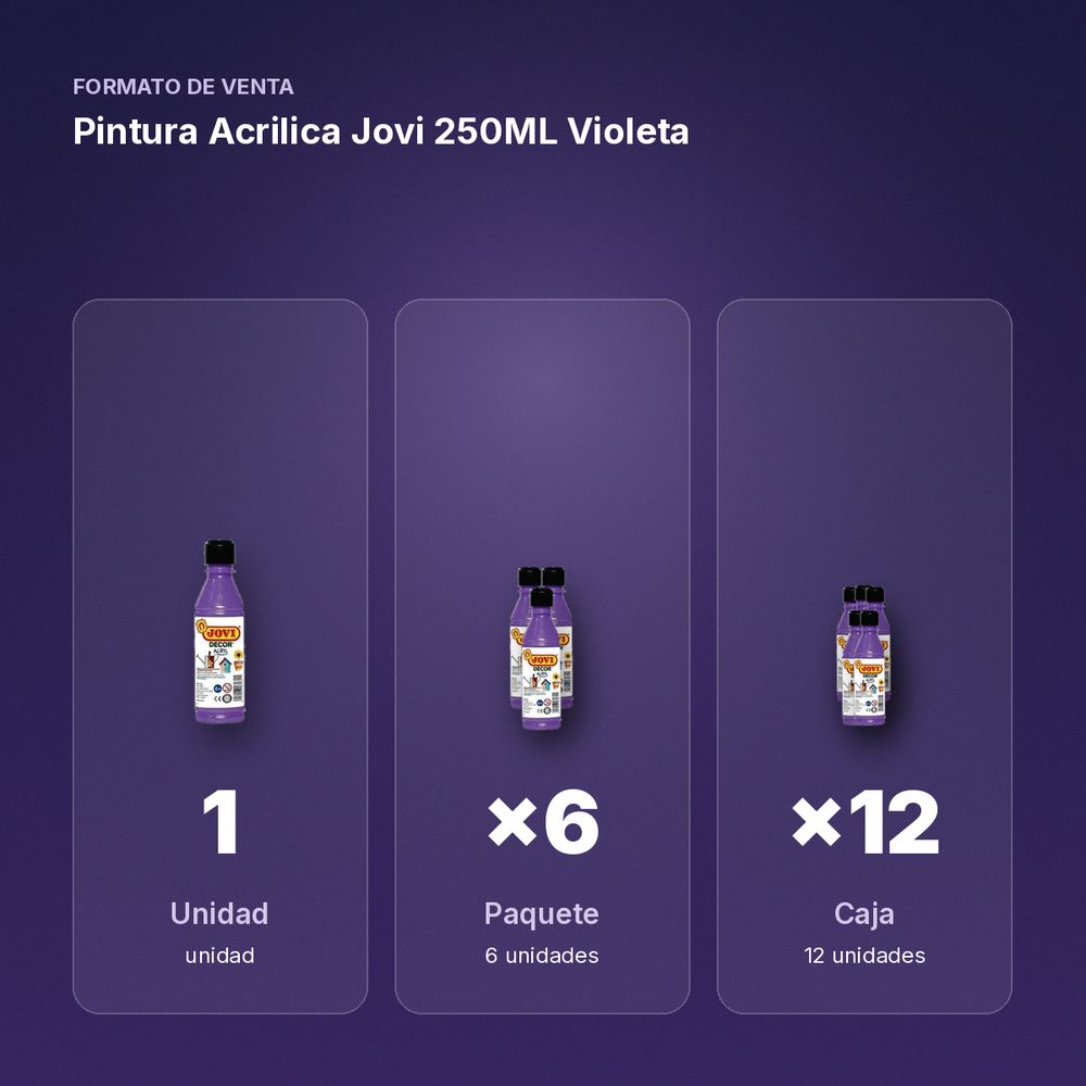 PINTURA ACRILICA JOVI 250ML VIOLETA - formato de venta: paquete de 6, caja de 12