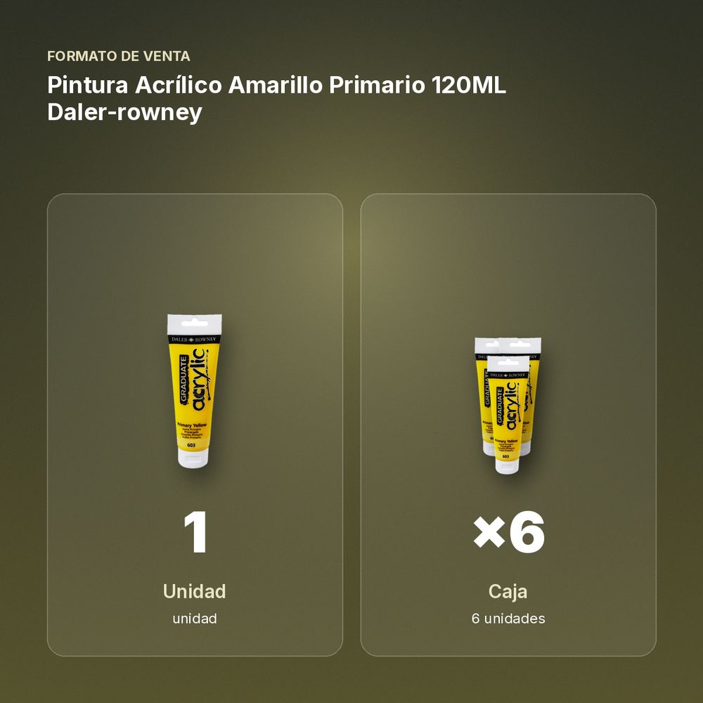 PINTURA ACRÍLICO AMARILLO PRIMARIO 120ML DALER-ROWNEY  - formato de venta: caja de 6