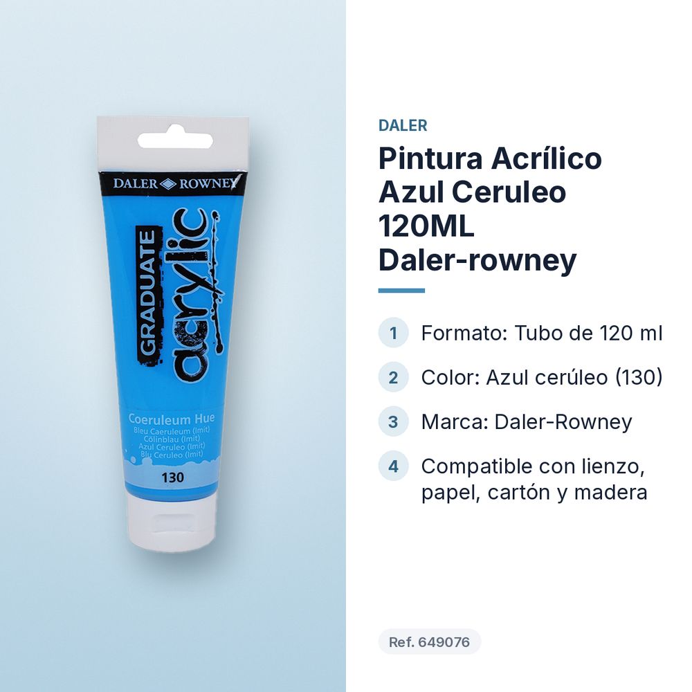 PINTURA ACRÍLICO AZUL CERULEO 120ML DALER-ROWNEY  - características principales