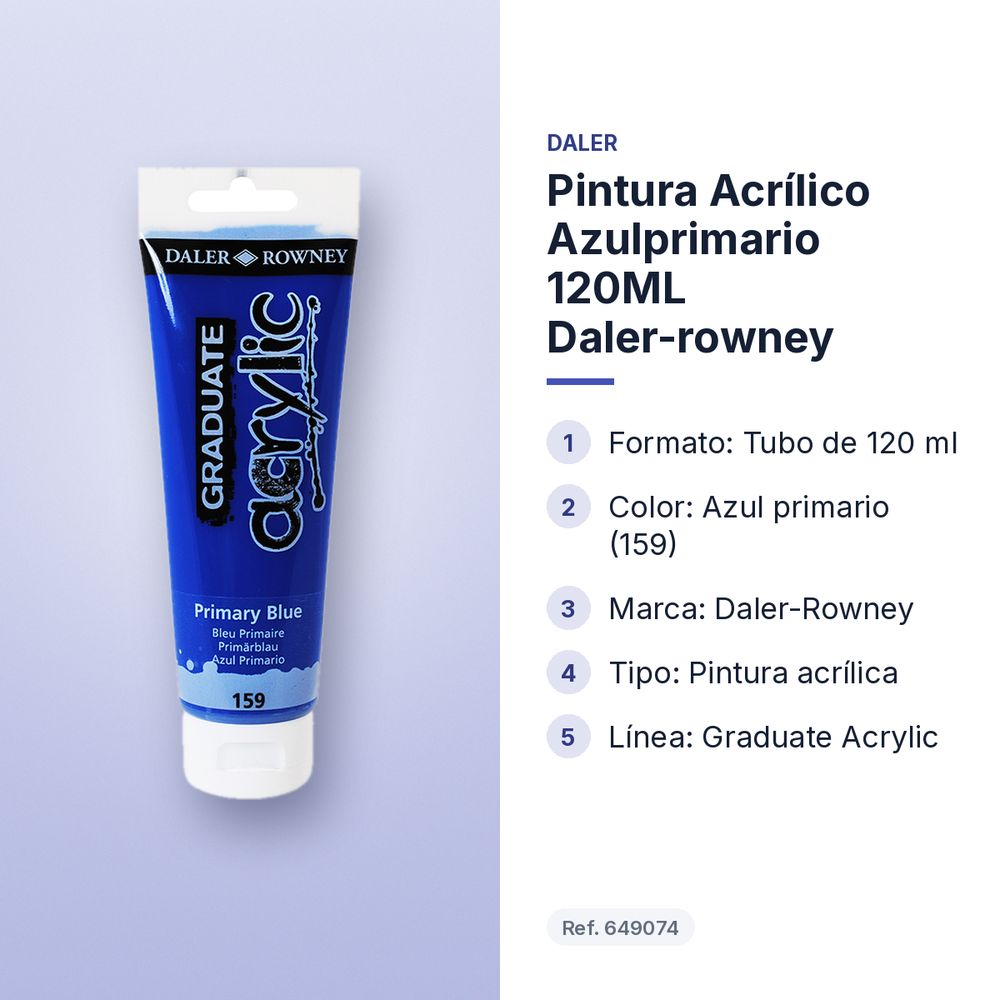 PINTURA ACRÍLICO AZULPRIMARIO 120ML DALER-ROWNEY  - características principales