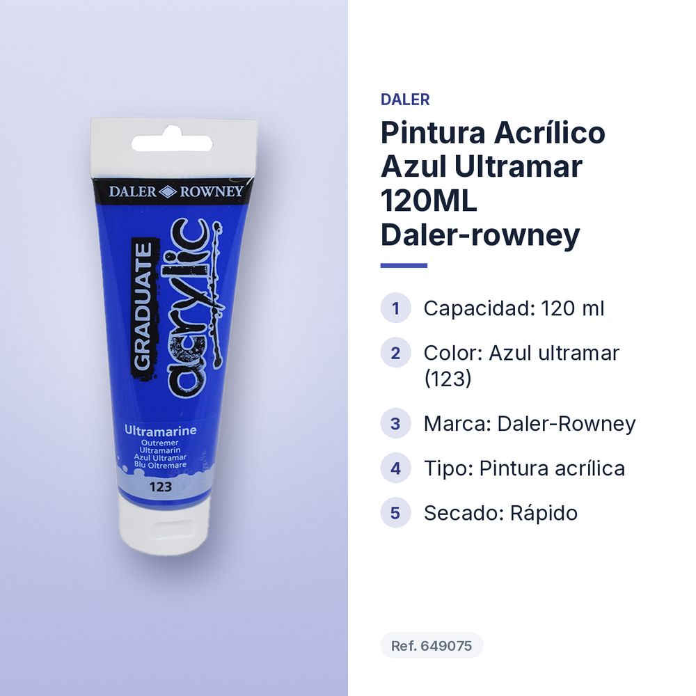 PINTURA ACRÍLICO AZUL ULTRAMAR 120ML DALER-ROWNEY  - características principales