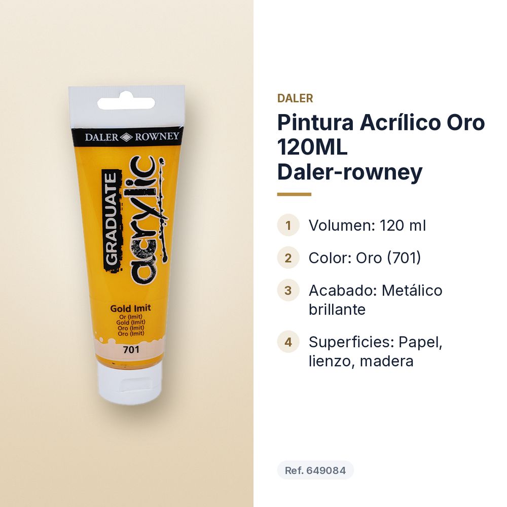 PINTURA ACRÍLICO ORO 120ML DALER-ROWNEY  - características principales