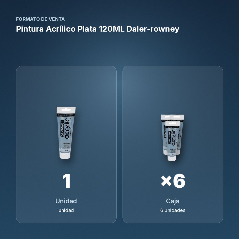 PINTURA ACRÍLICO PLATA 120ML DALER-ROWNEY  - formato de venta: caja de 6