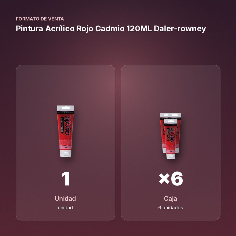 PINTURA ACRÍLICO ROJO CADMIO 120ML DALER-ROWNEY  - formato de venta: caja de 6