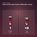 PINTURA ACRÍLICO ROJO CADMIO 120ML DALER-ROWNEY  - formato de venta: caja de 6