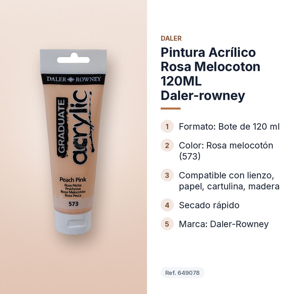 PINTURA ACRÍLICO ROSA MELOCOTON 120ML DALER-ROWNEY  - características principales