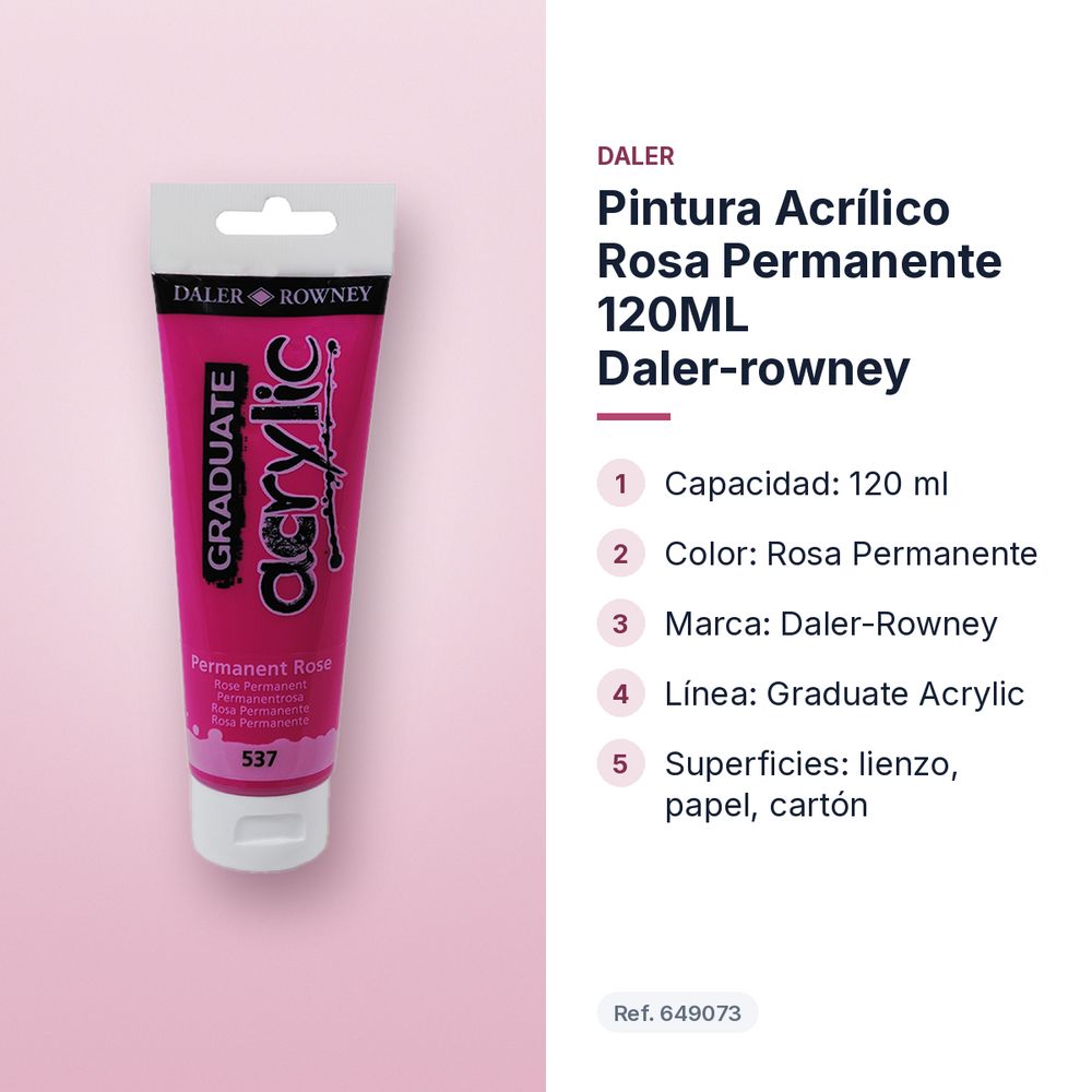 PINTURA ACRÍLICO ROSA PERMANENTE 120ML DALER-ROWNEY  - características principales