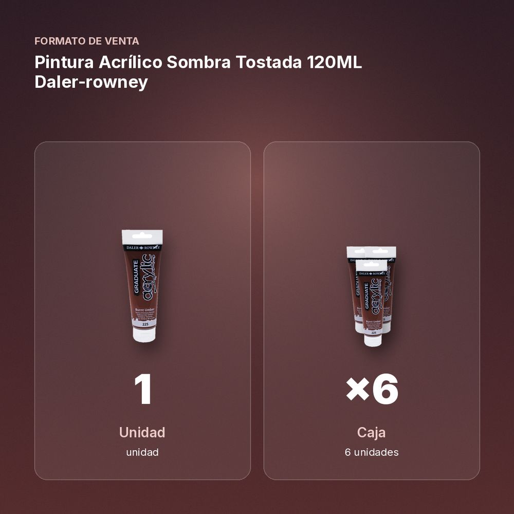 PINTURA ACRÍLICO SOMBRA TOSTADA 120ML DALER-ROWNEY  - formato de venta: caja de 6