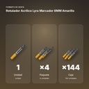 ROTULADOR ACRÍLICO LYRA MARCADOR 8MM AMARILLO - formato de venta: paquete de 4, caja de 144