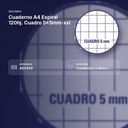 CUADERNO A4 ESPIRAL 120HJ. CUADRO 5X5MM-XXI - resumen de atributos