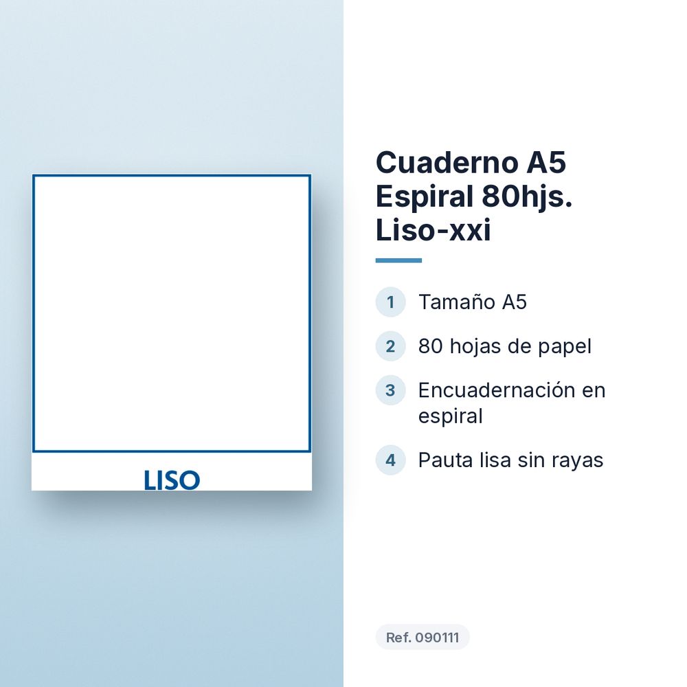 CUADERNO A5 ESPIRAL 80HJS. LISO-XXI - características principales