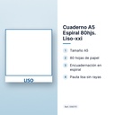 CUADERNO A5 ESPIRAL 80HJS. LISO-XXI - características principales