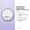CUADERNO A5 ESPIRAL 48HJ CUADRO 5X5MM-XXI - características principales