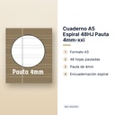 CUADERNO A5 ESPIRAL 48HJ PAUTA 4MM-XXI - características principales