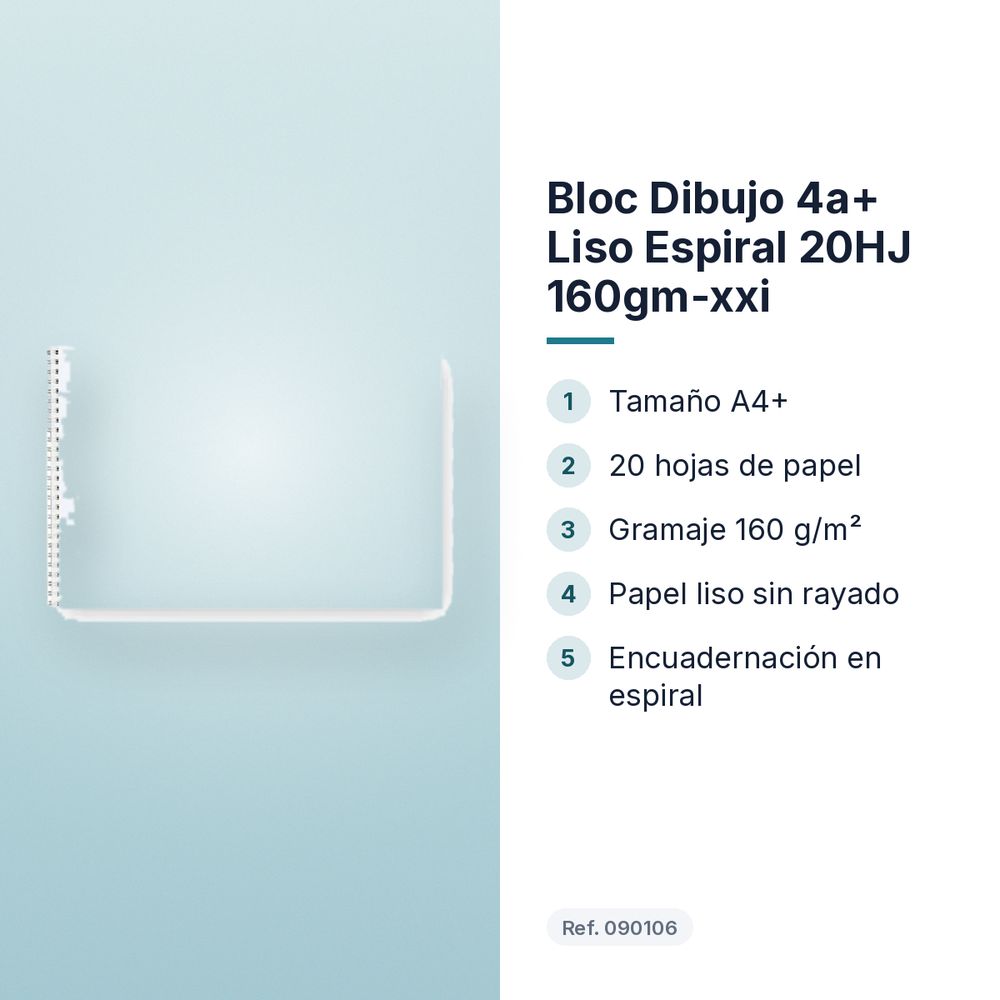  BLOC DIBUJO 4A+ LISO ESPIRAL 20HJ 160GM-XXI - características principales