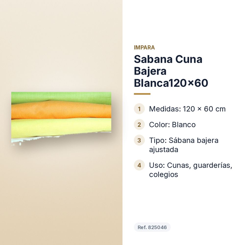 SABANA CUNA BAJERA BLANCA120X60 - características principales