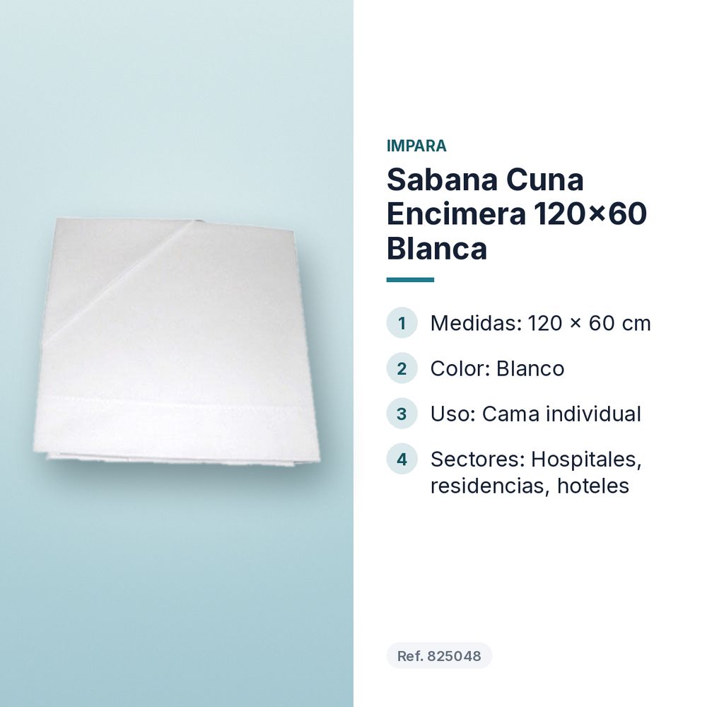 SABANA CUNA ENCIMERA 120X60 BLANCA - características principales