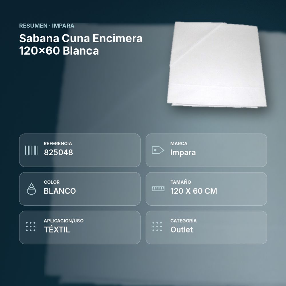 SABANA CUNA ENCIMERA 120X60 BLANCA - resumen de atributos