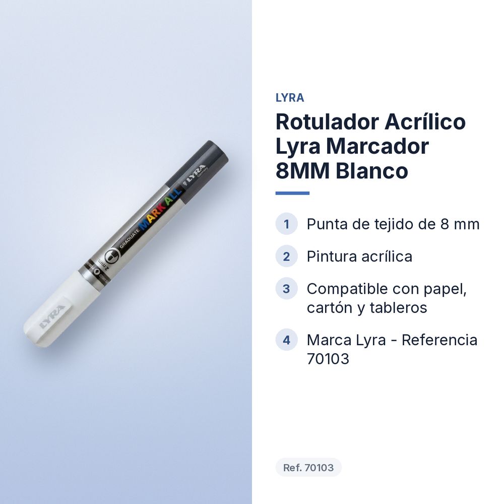 ROTULADOR ACRÍLICO LYRA MARCADOR 8MM BLANCO  - características principales