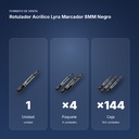 ROTULADOR ACRÍLICO LYRA MARCADOR 8MM NEGRO  - formato de venta: paquete de 4, caja de 144