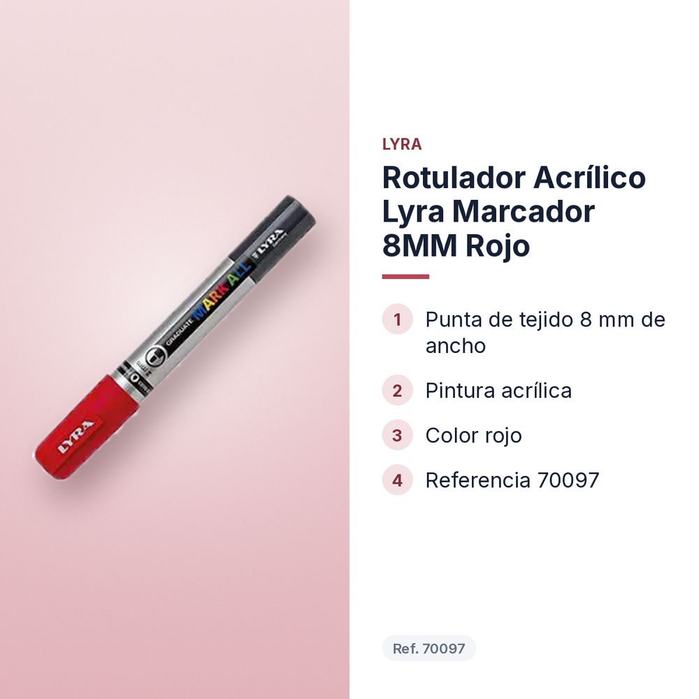 ROTULADOR ACRÍLICO LYRA MARCADOR 8MM ROJO  - características principales
