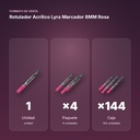 ROTULADOR ACRÍLICO LYRA MARCADOR 8MM ROSA  - formato de venta: paquete de 4, caja de 144