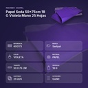 PAPEL SEDA 50×75CM 18 G VIOLETA MANO 25 HOJAS - resumen de atributos