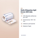 ROLLO ETIQUETAS APLI ENVÍO 200 UDS - características principales