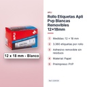 ROLLO ETIQUETAS APLI PVP BLANCAS REMOVIBLES 12X18MM - características principales