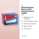 ROLLO ETIQUETAS BLANCAS APLI PERMANENTES Ø 25MM - características principales