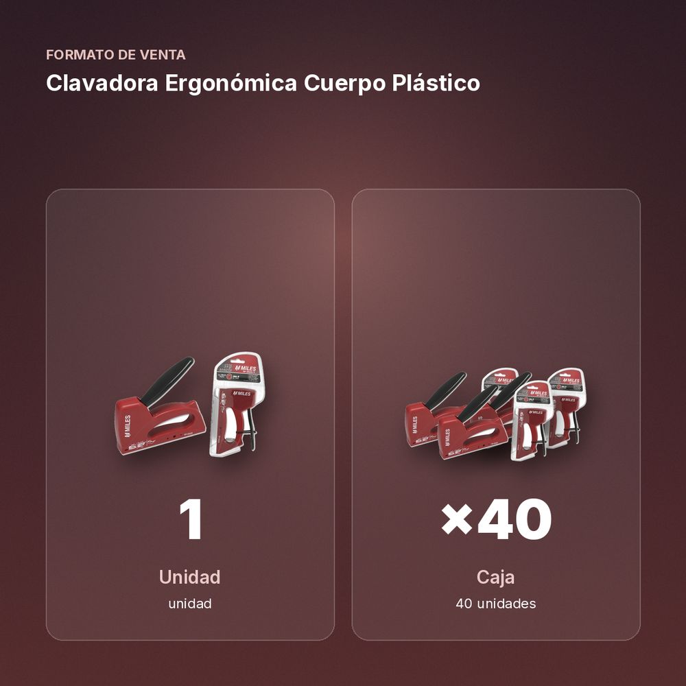 CLAVADORA ERGONÓMICA CUERPO PLÁSTICO - formato de venta: caja de 40