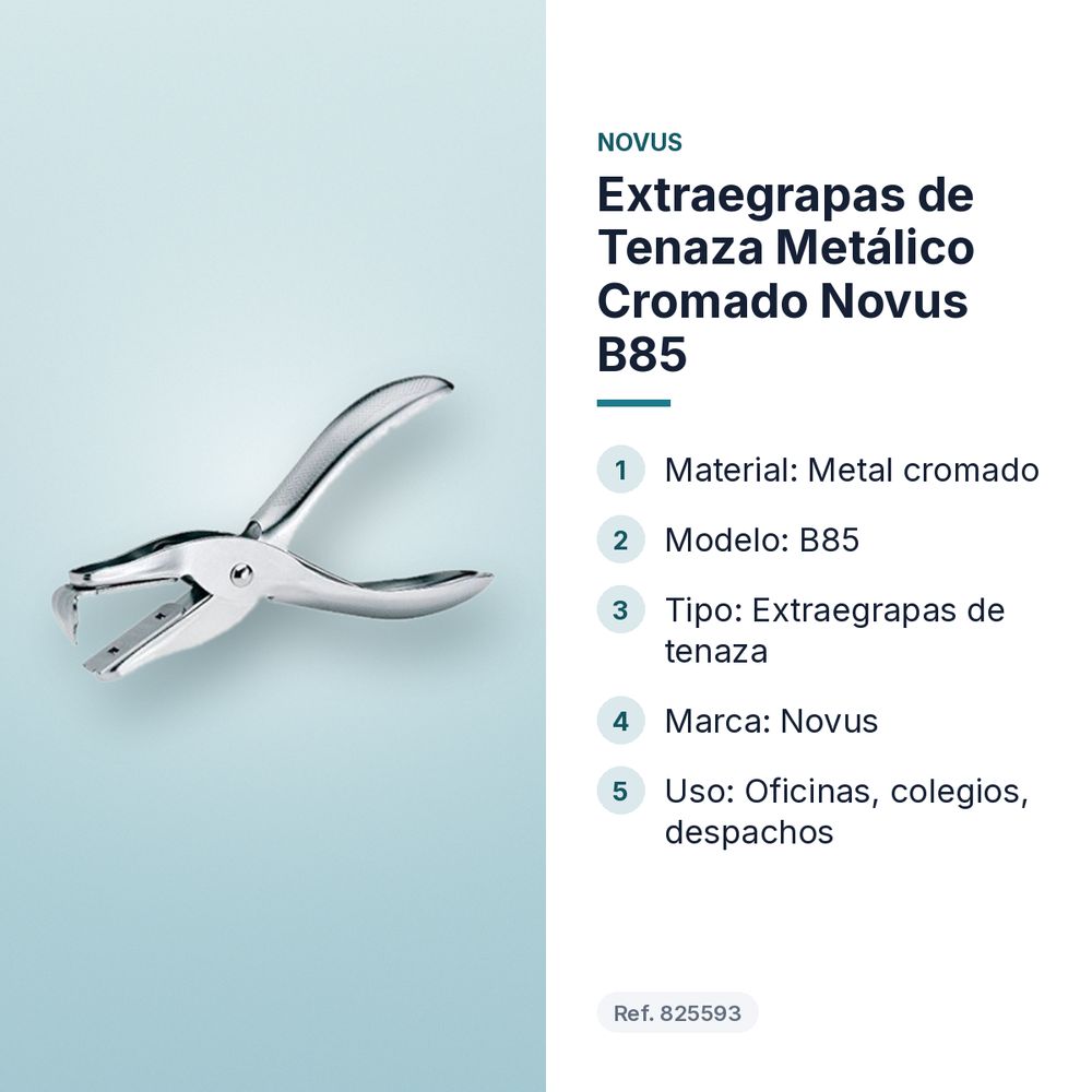 EXTRAEGRAPAS DE TENAZA METÁLICO CROMADO NOVUS B85 - características principales