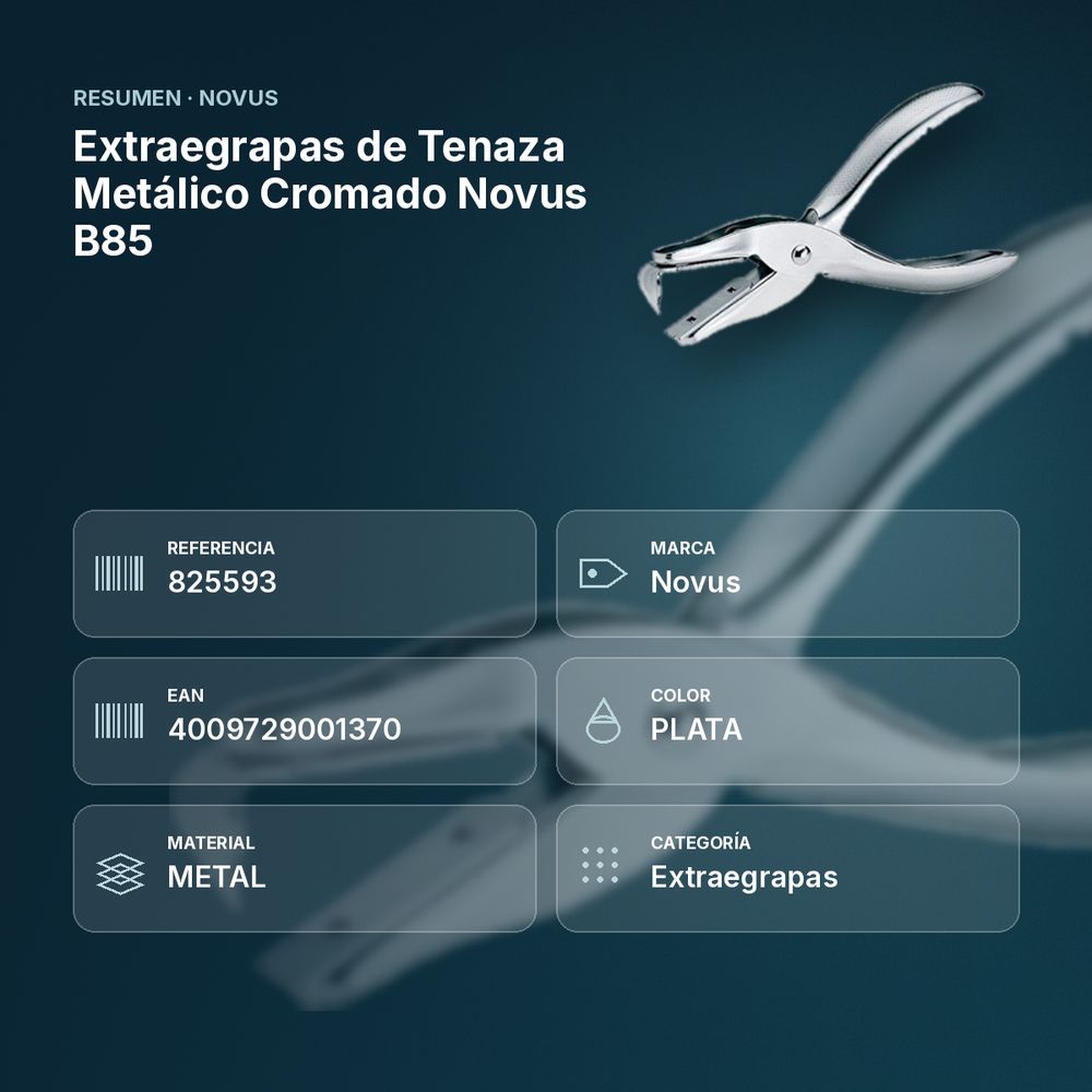 EXTRAEGRAPAS DE TENAZA METÁLICO CROMADO NOVUS B85 - resumen de atributos