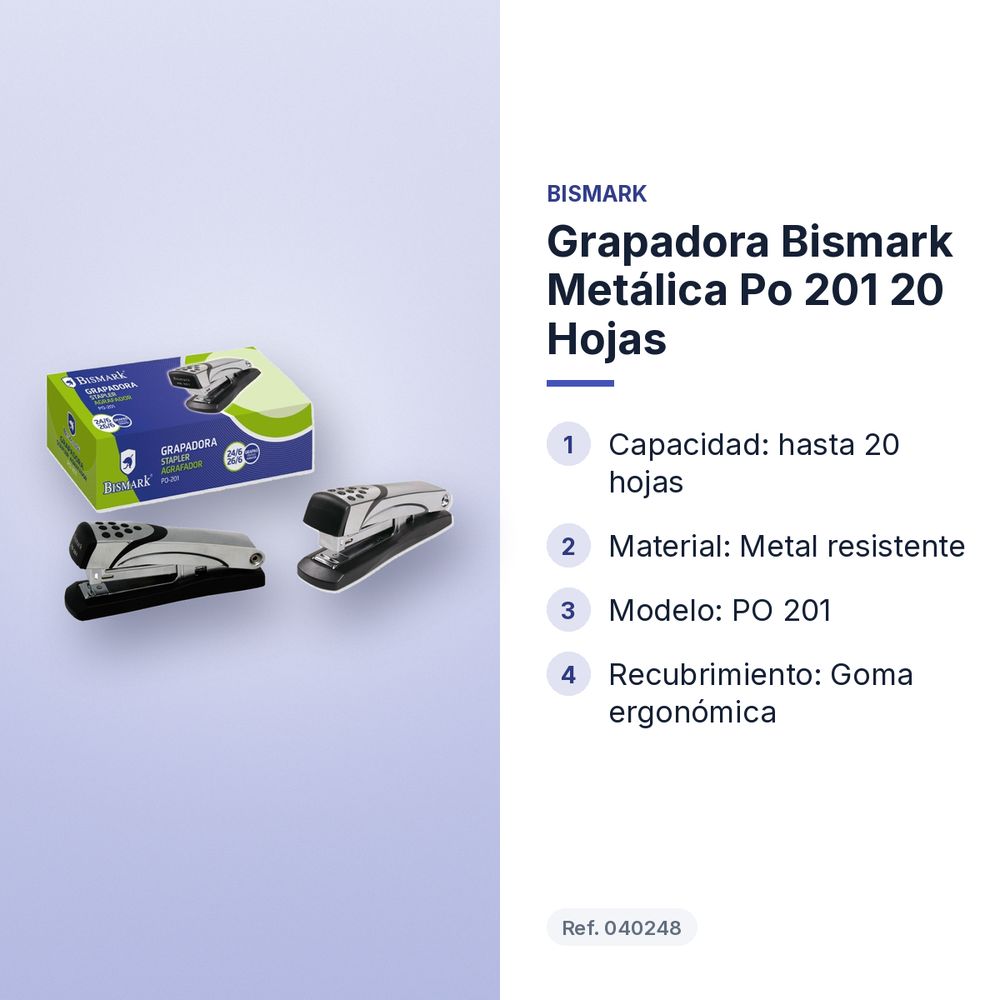 GRAPADORA BISMARK METÁLICA PO 201 20 HOJAS - características principales