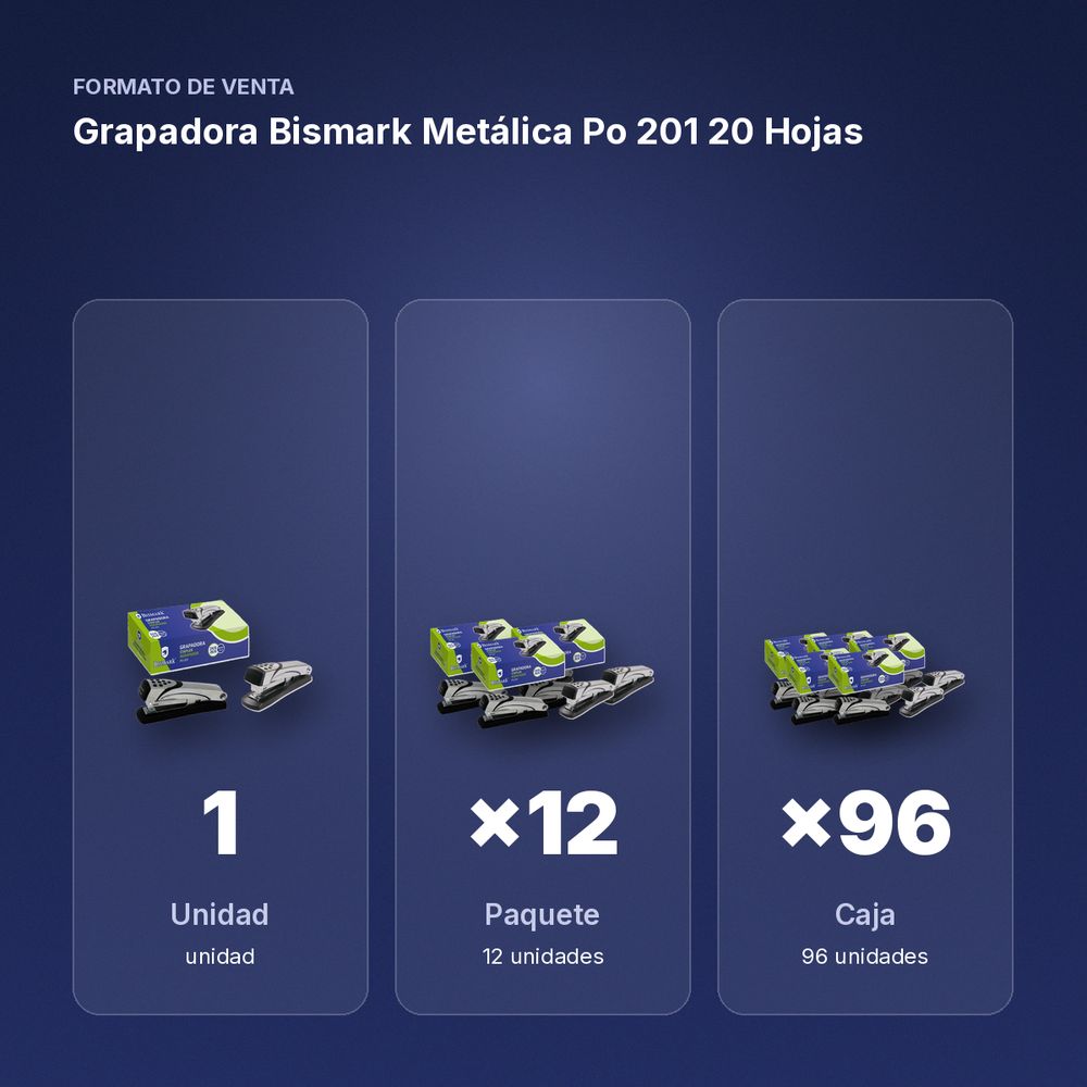 GRAPADORA BISMARK METÁLICA PO 201 20 HOJAS - formato de venta: paquete de 12, caja de 96