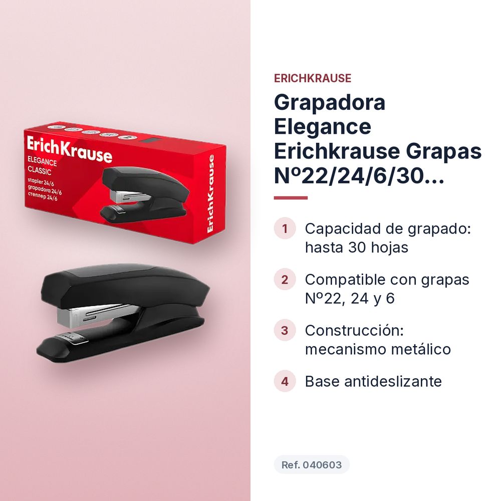 GRAPADORA ELEGANCE ERICHKRAUSE GRAPAS Nº22/24/6/30 HOJAS  - características principales