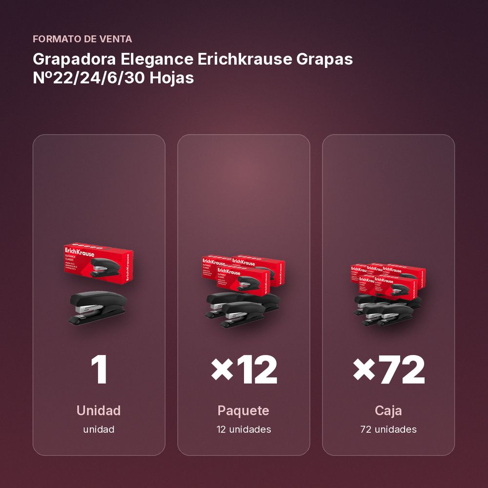 GRAPADORA ELEGANCE ERICHKRAUSE GRAPAS Nº22/24/6/30 HOJAS  - formato de venta: paquete de 12, caja de 72