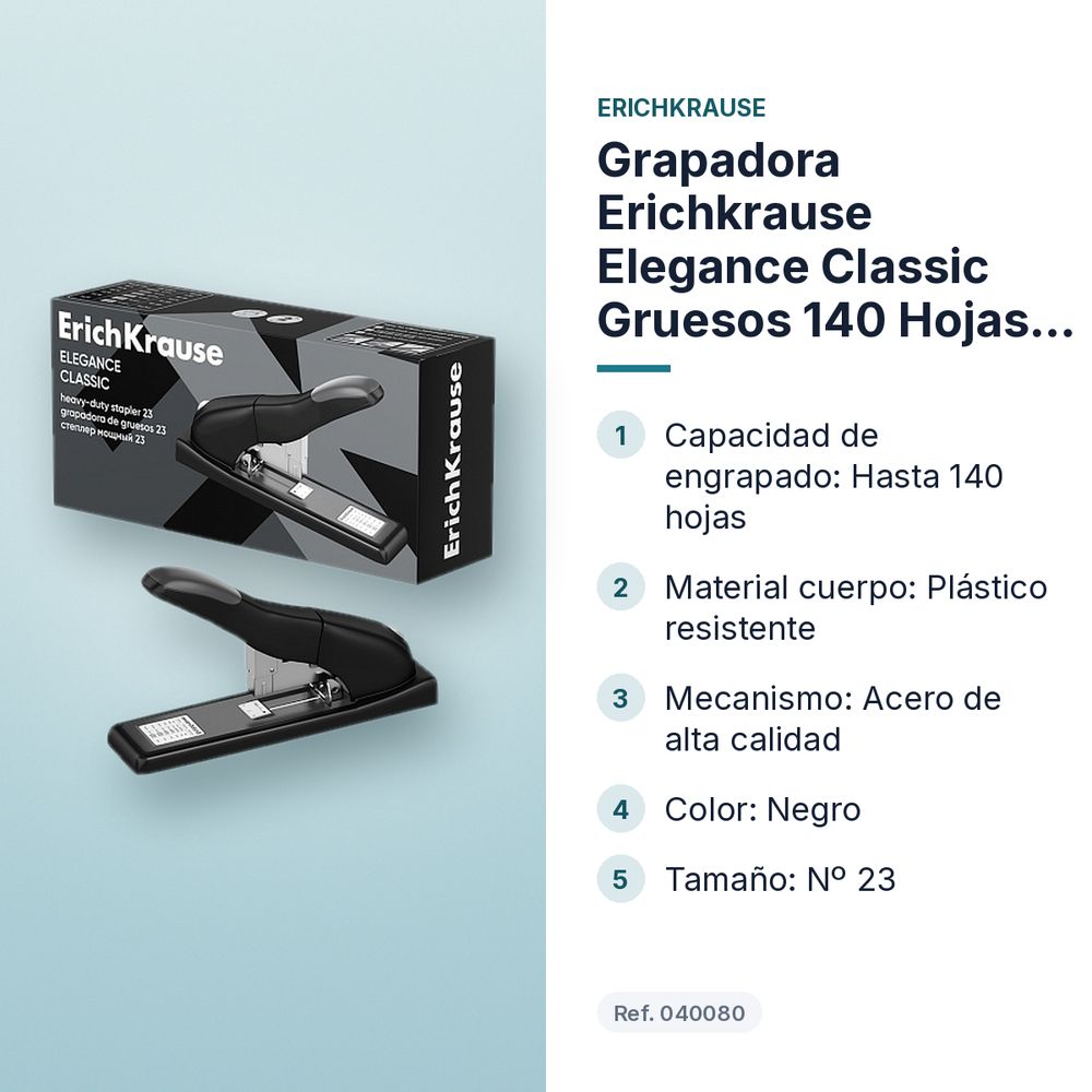 GRAPADORA ERICHKRAUSE ELEGANCE CLASSIC GRUESOS 140 HOJAS NEGRO - características principales