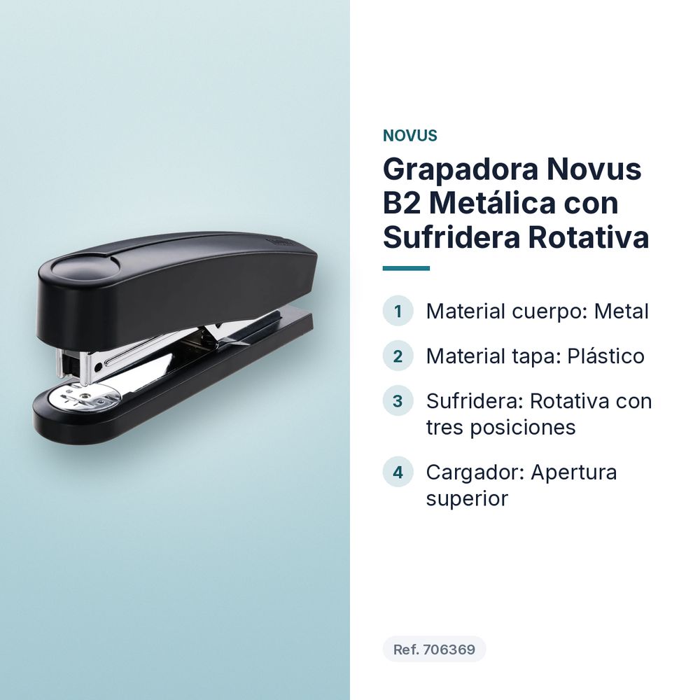 GRAPADORA NOVUS B2 METÁLICA CON SUFRIDERA ROTATIVA - características principales