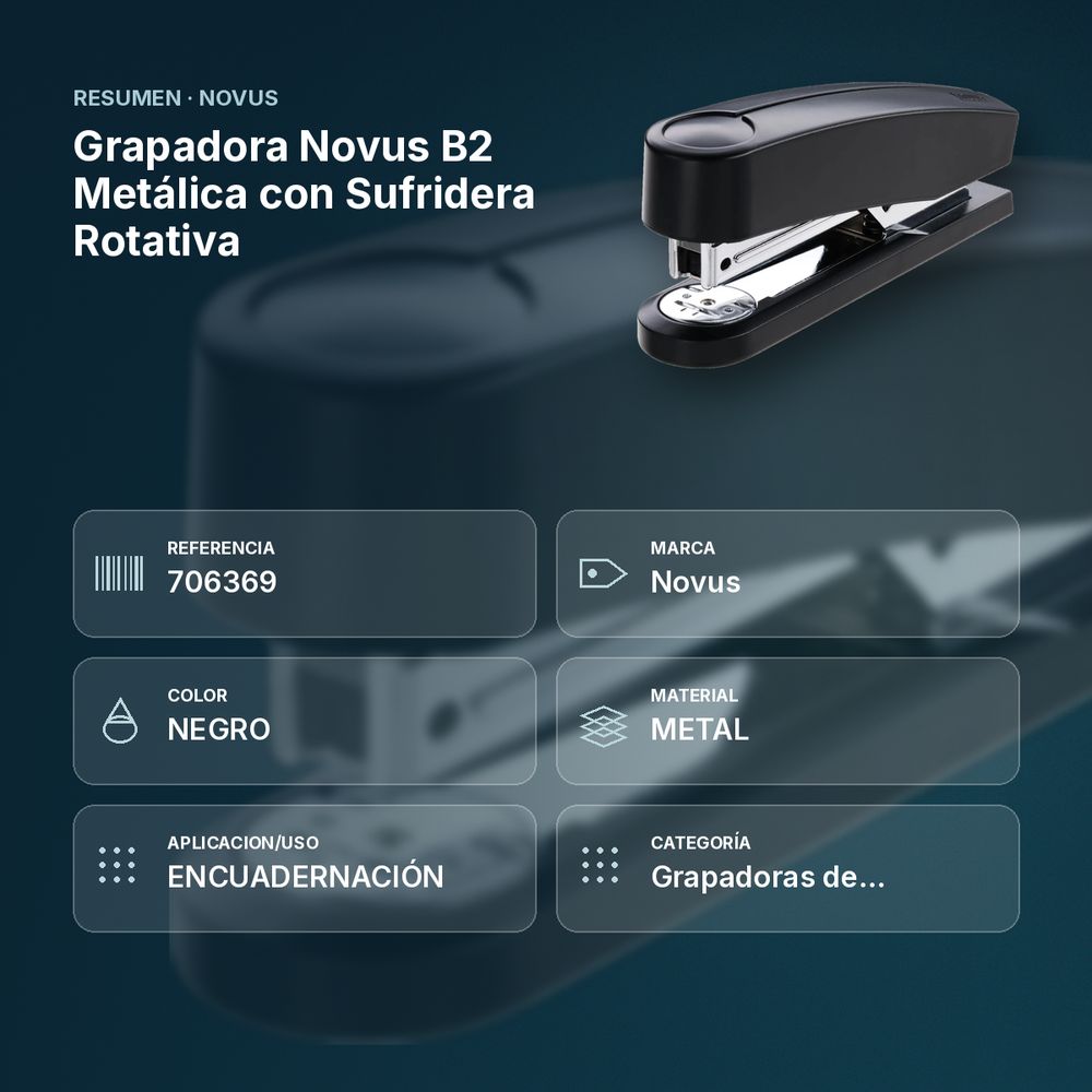 GRAPADORA NOVUS B2 METÁLICA CON SUFRIDERA ROTATIVA - resumen de atributos